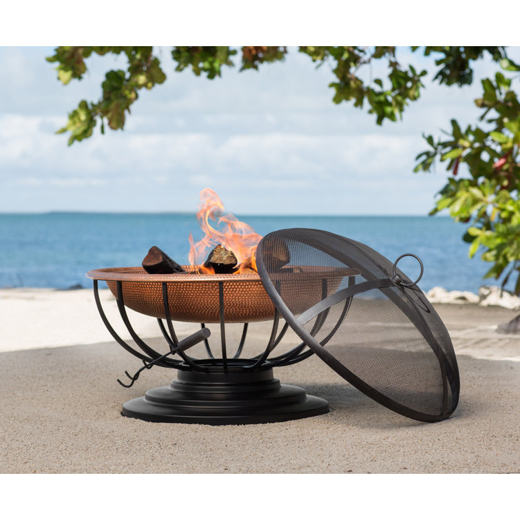 Plow & Hearth 24'' H x 29.5'' W Copper Wood Burning Outdoor Fire Pit